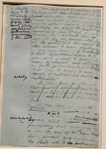 A handwritten manuscript page from Mary Shelley's Frankenstein draft, with Percy Shelley's corrections and insertions in the margins.